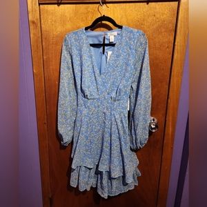 Japna Baby Blue Dress with Sleeves